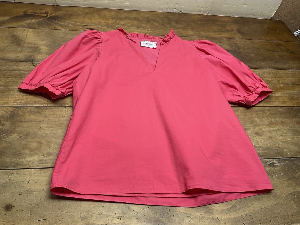 Hyacinth House By Tuckernuck Pink Ruffle Leigh Blouse Size Small